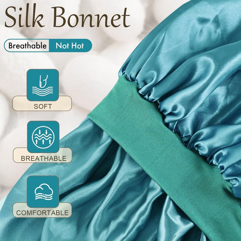 Doitory Store Satin Silk Bonnet for Sleeping, Soft Satin Lined Hair Bonnet for Women, Double Layer Sleep Nightcap - Image 2
